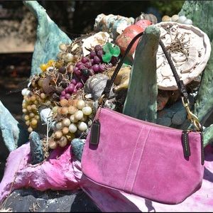 Vintage Pink Coach with leather accents